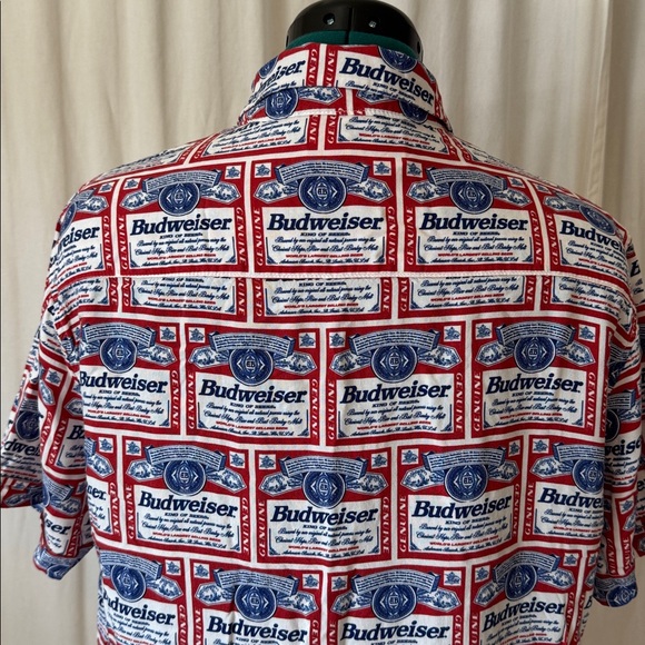 PacSun Budweiser collab Men's Graphic button down Shirt size M - Picture 2 of 10